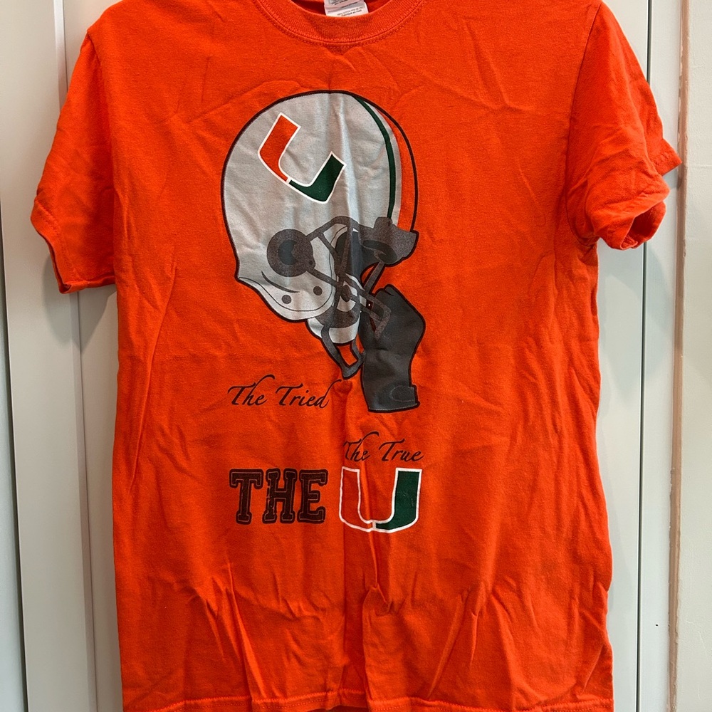 Vintage 2012 University of Miami Homecoming Tee- Gildan Orange Graphic T-Shirt